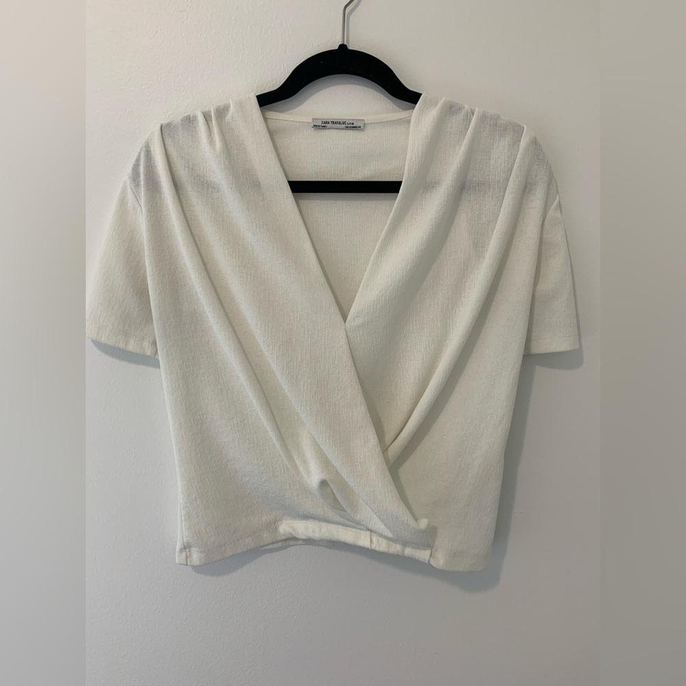 Deep-V white blouse